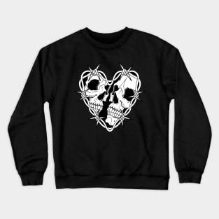 Skulls with barbed wire heart Crewneck Sweatshirt